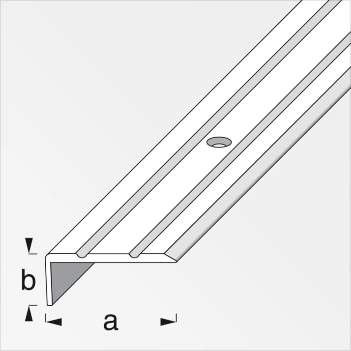 alfer Abschlussprofil gebohrt, mit Zierrillen Aluminium 25 x 10 mm, silber eloxiert, 1 m – Maßzeichnung