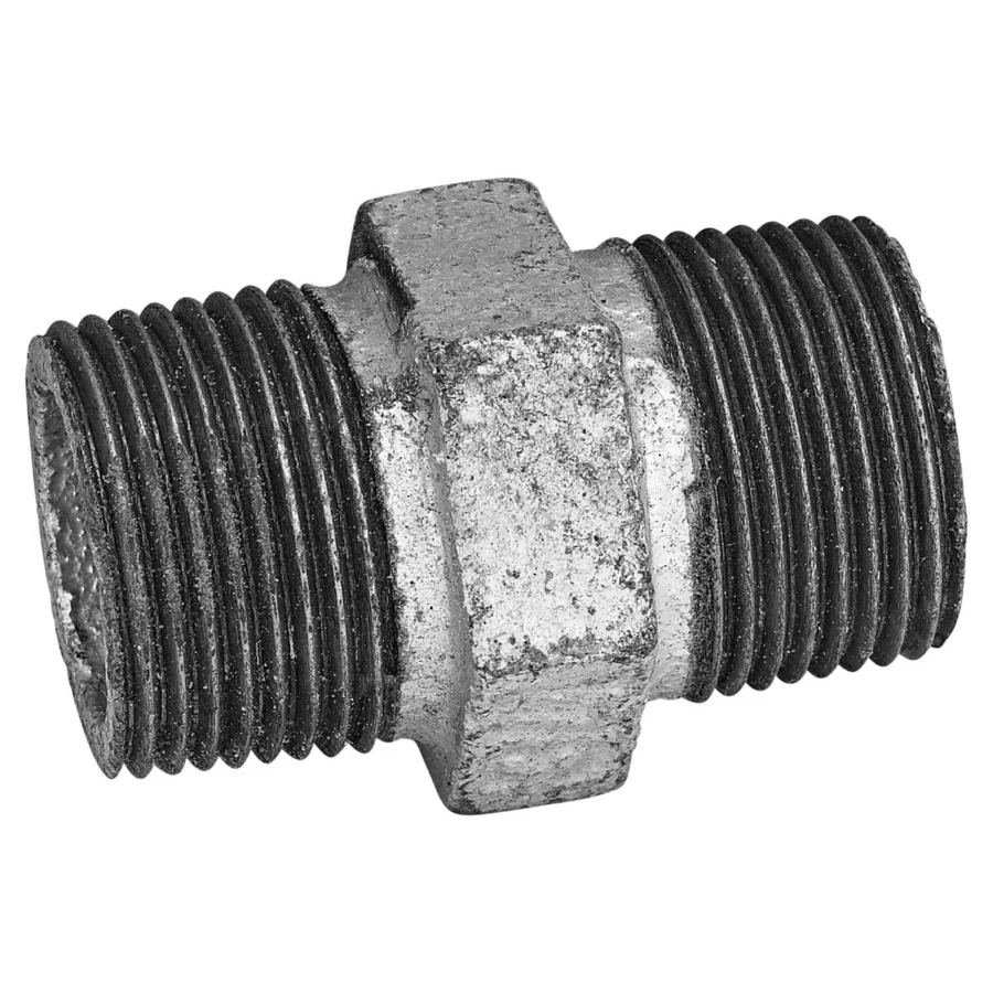 Kirchhoff Doppelnippel (Nr. 280), Temperguss verzinkt, 1" AG – Ansicht