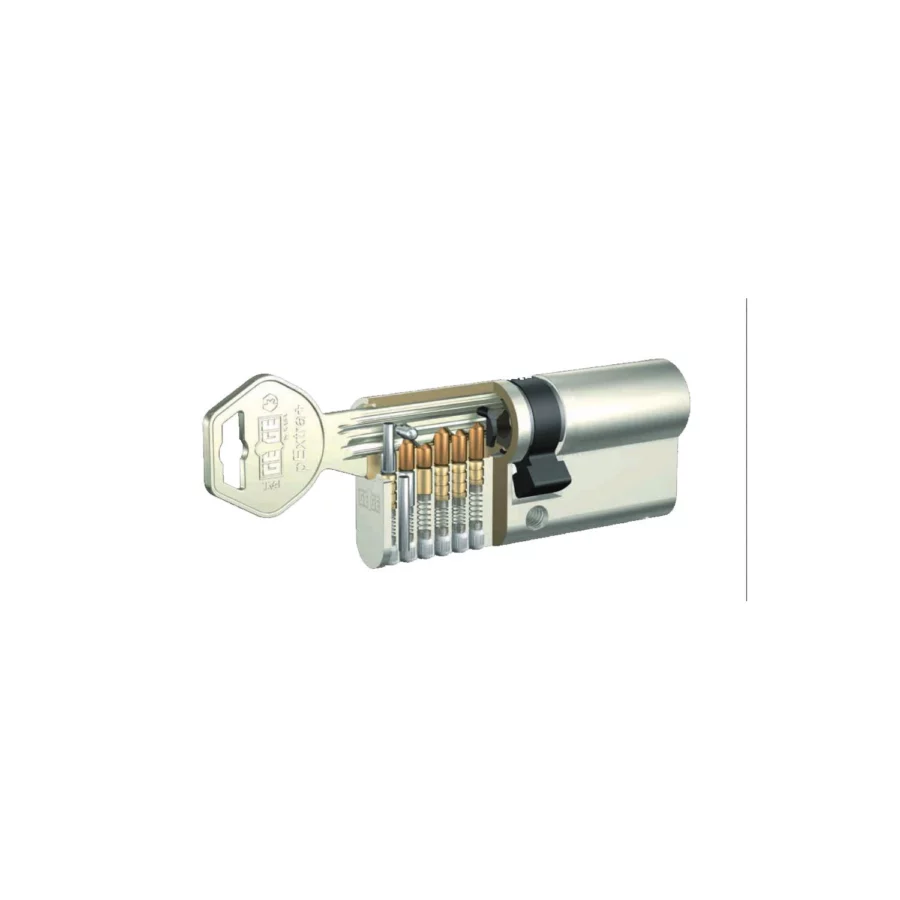 dormakaba Profil-Doppelzylinder pextra+ 30/30 mm, 5-stiftig, Nickel matt, verschiedenschließend – Ansicht