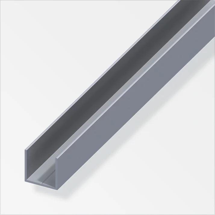 alfer Quadrat-U-Profil Aluminium 7,5 mm, blank, 1 m – Ansicht