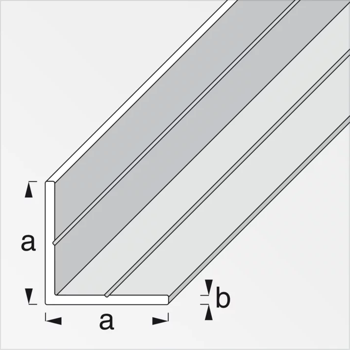alfer Winkelprofil gleichschenklig Aluminium 7,5 x 7,5 x 1 mm, blank, 1 m – Maßzeichnung