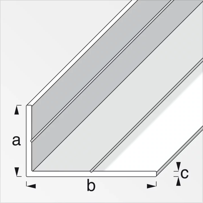alfer Winkelprofil ungleichschenklig Aluminium 7,5 x 12,5 x 1 mm, blank, 1 m – Maßzeichnung
