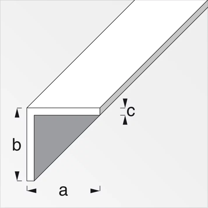alfer Winkelprofil gleichschenklig Aluminium 10 x 10 x 1 mm, silber eloxiert – Maßzeichnung