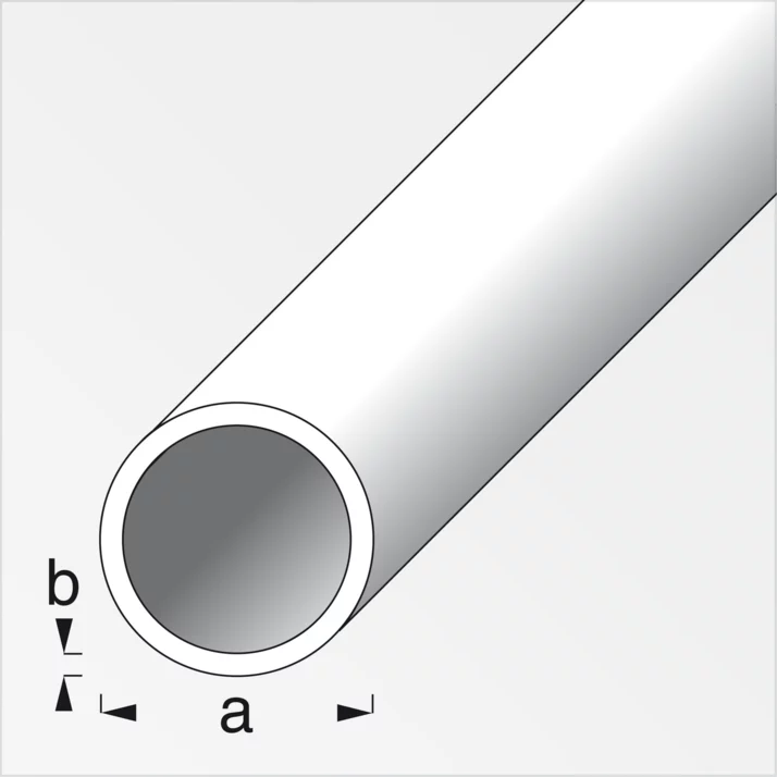 alfer Rundrohr Aluminium Ø 6 x 1 mm, silber eloxiert – Maßzeichnung
