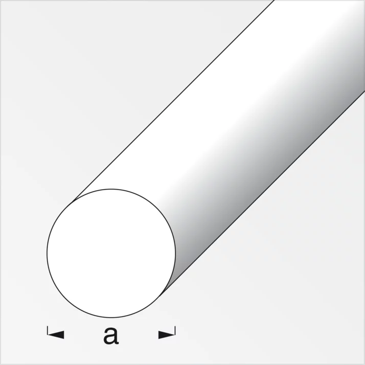 alfer Rundstange Aluminium Ø 8 mm, silber eloxiert, 1 m – Maßzeichnung