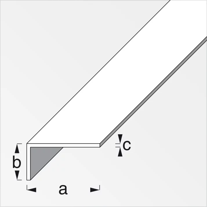alfer Winkelprofil ungleichschenklig Aluminium 20 x 10 x 1,5 mm, silber eloxiert – Maßzeichnung