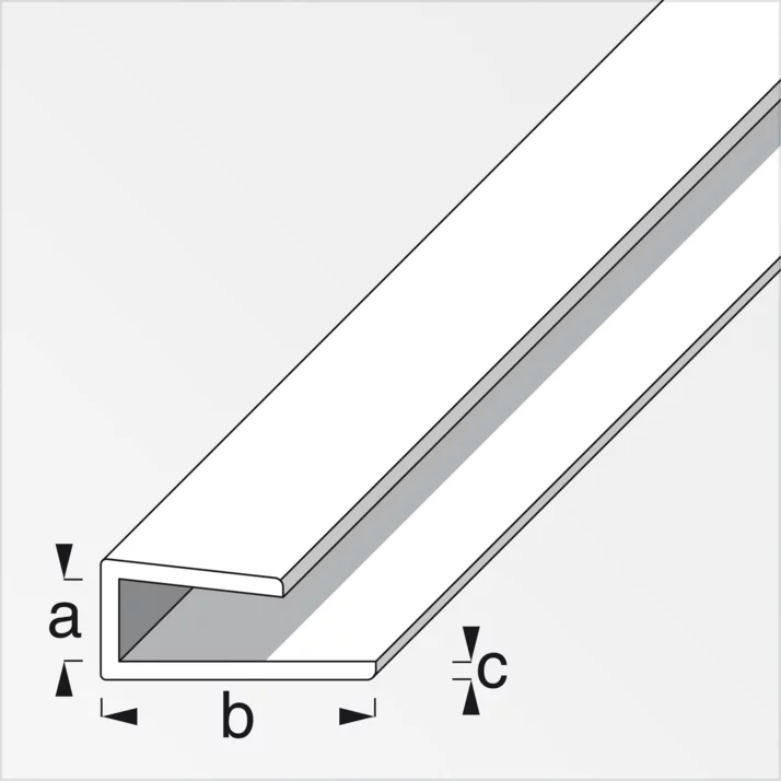 alfer Einfassprofil für 4 mm Platten Kunststoff 4 x 15 x 1 mm, weiß, 1 m – Maßzeichnung